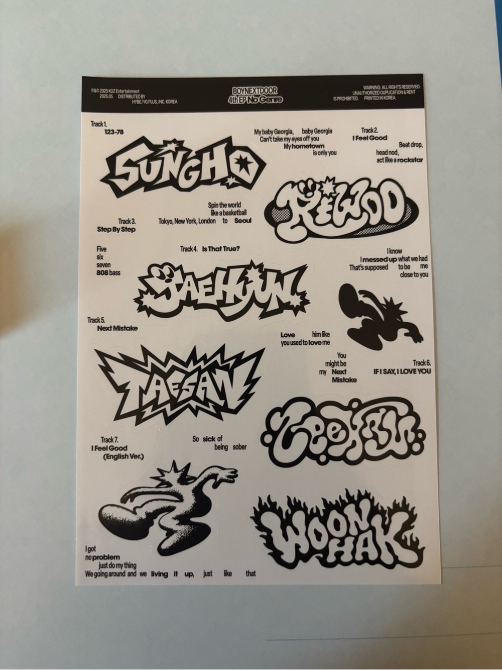 Boynextdoor official sticker sheet